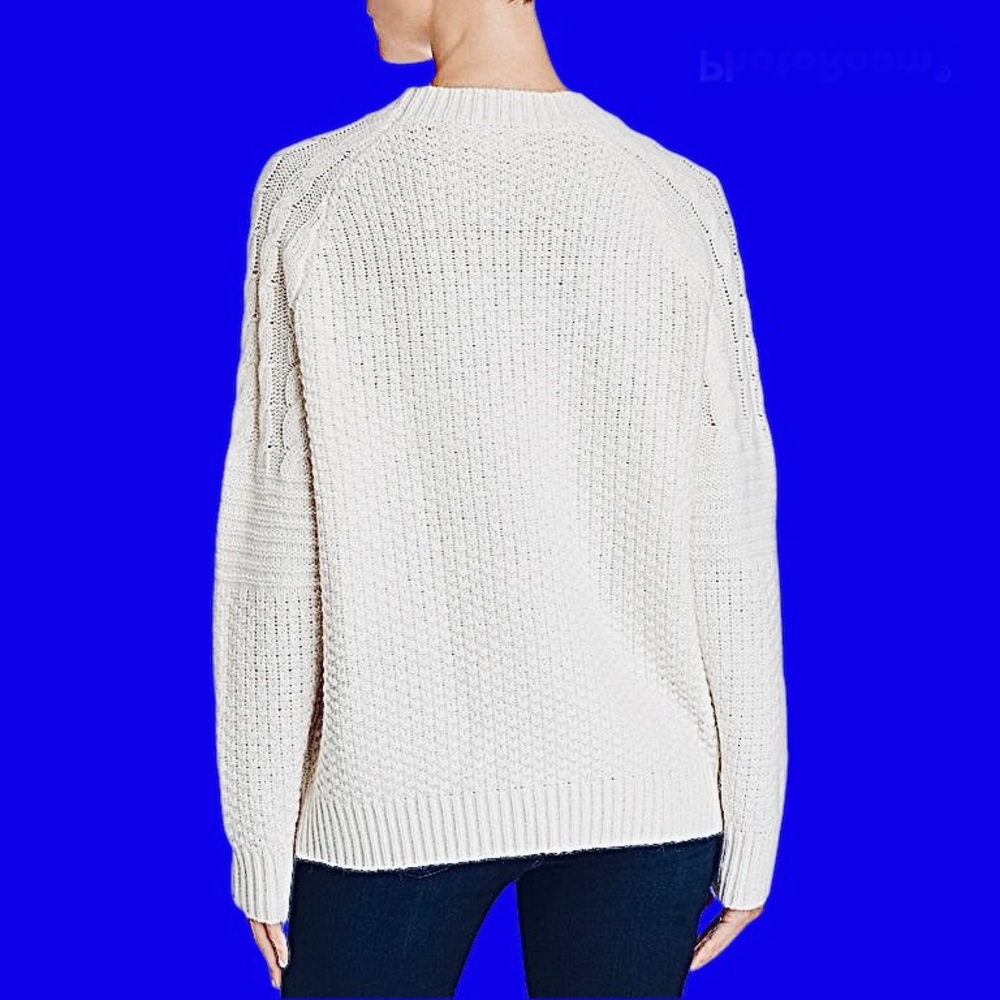 NWT DKNY Sweater Donna Karan Fringe Cable Knit Pullover Crewneck Women Gift - Picture 2 of 4